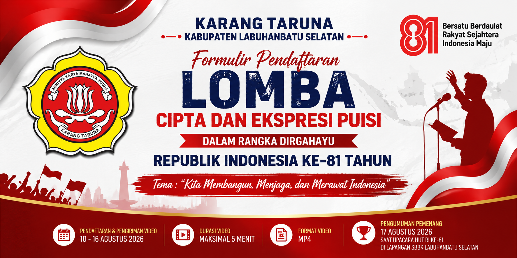 KARANG TARUNA LABUHANBATU SELATAN GELAR LOMBA CIPTA DAN EKSPRESI PUISI, AJAK PELAJAR SUARAKAN INDONESIA MELALUI KARYA